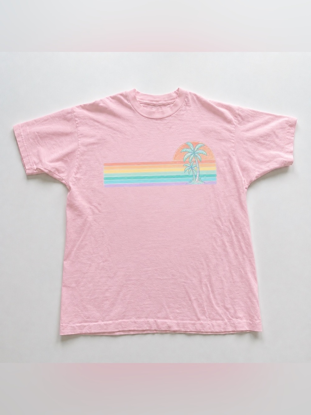 Light Pink Tropical Sunset Palm Tee